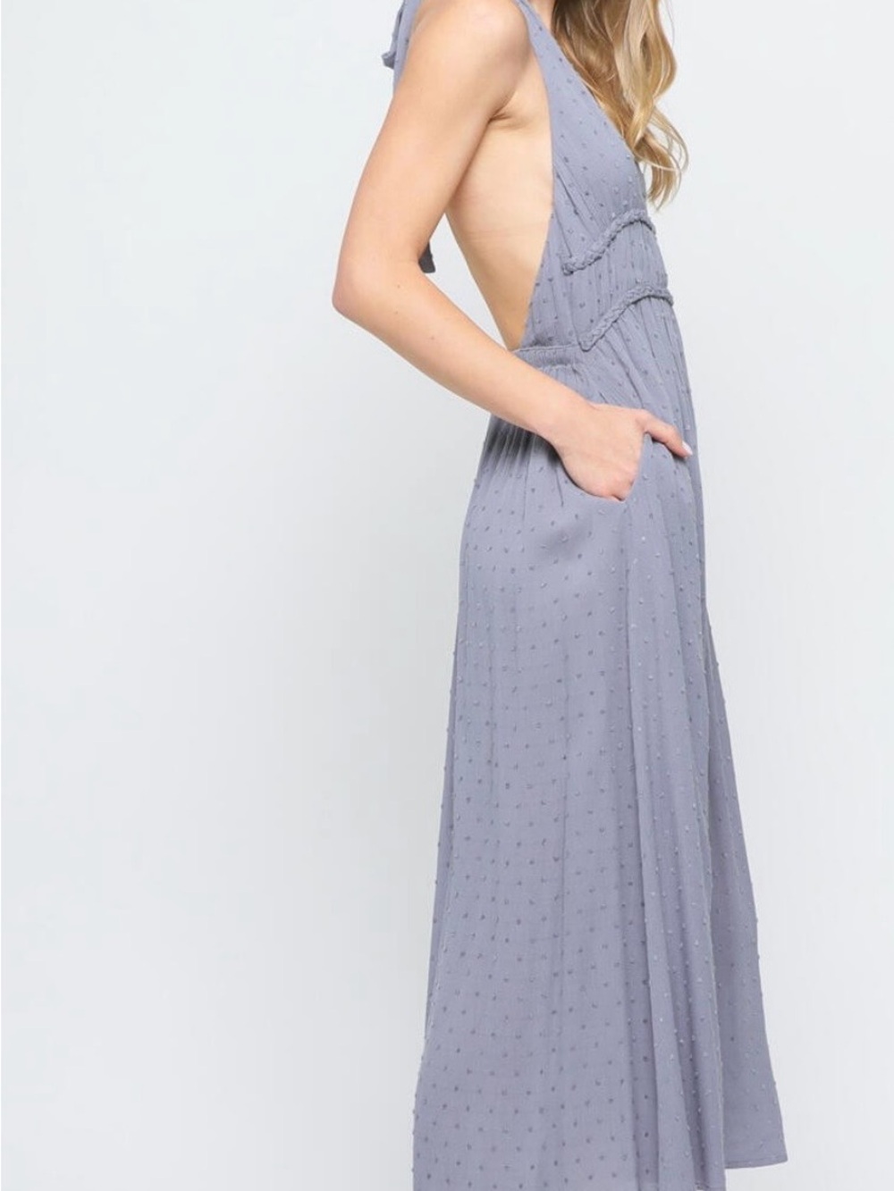 Halter Maxi Dress in Gray Blue - Picture 3 of 5